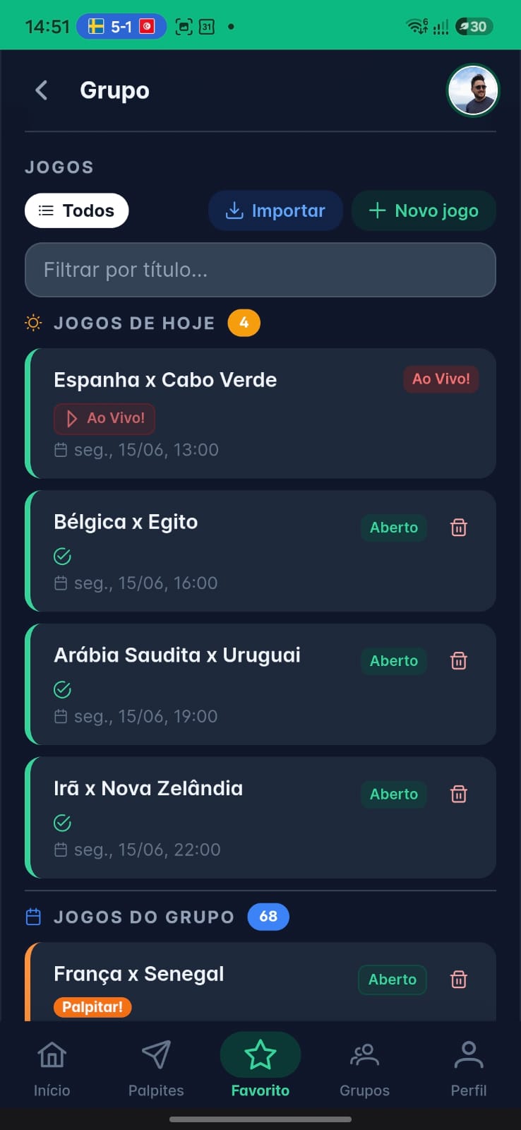 Ranking em Tempo Real e Favoritos