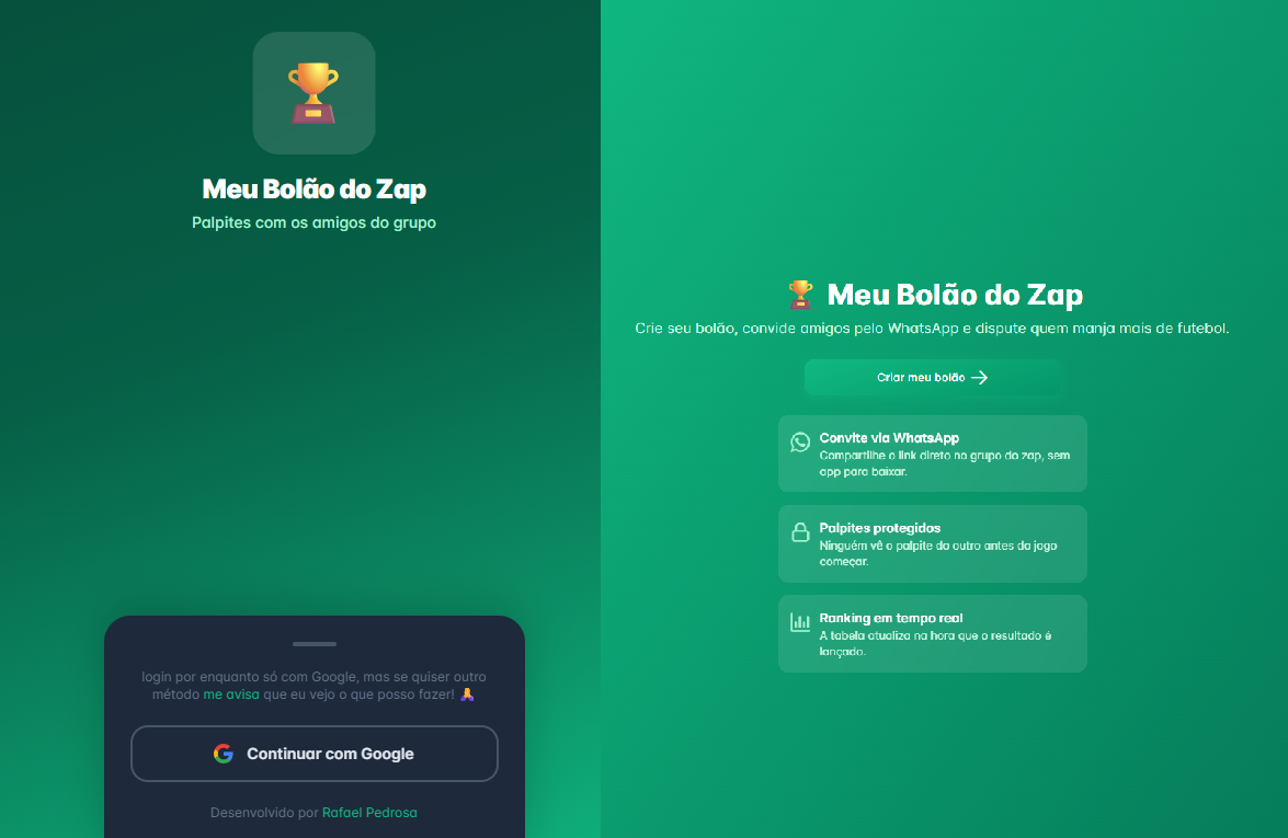 Meu Bolão do Zap - Interface