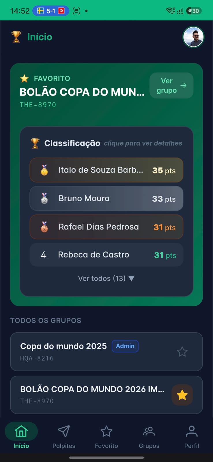 Interface Mobile-First do Meu Bolão do Zap