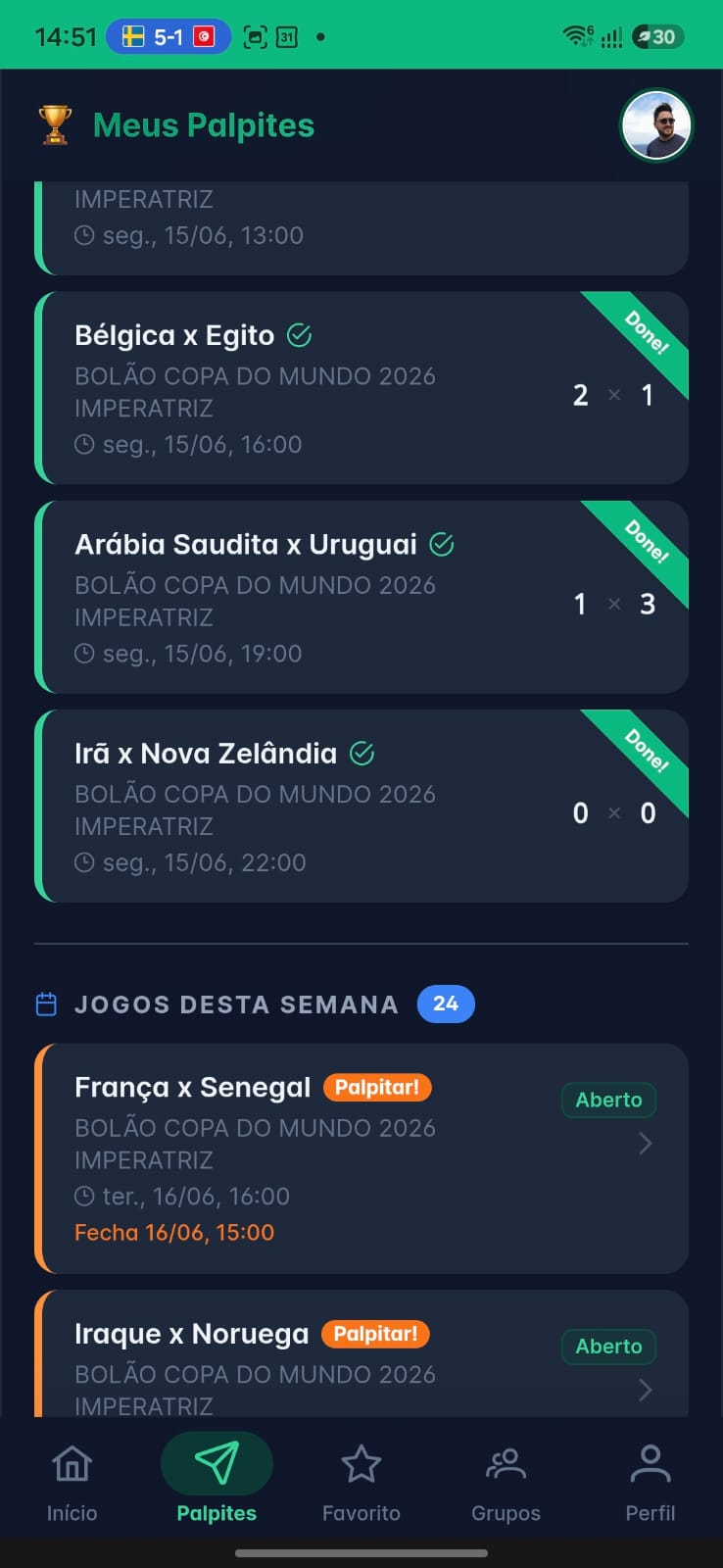 Gestão de Palpites