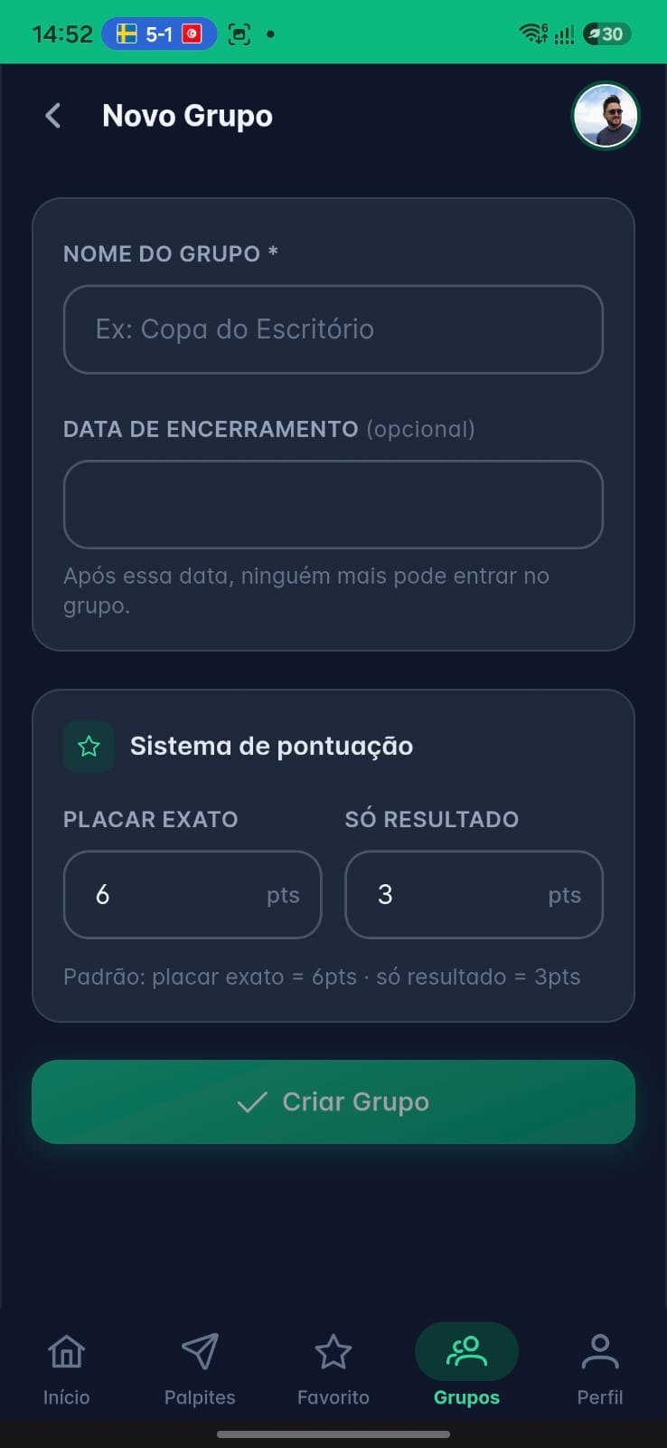 Criação de Novos Grupos
